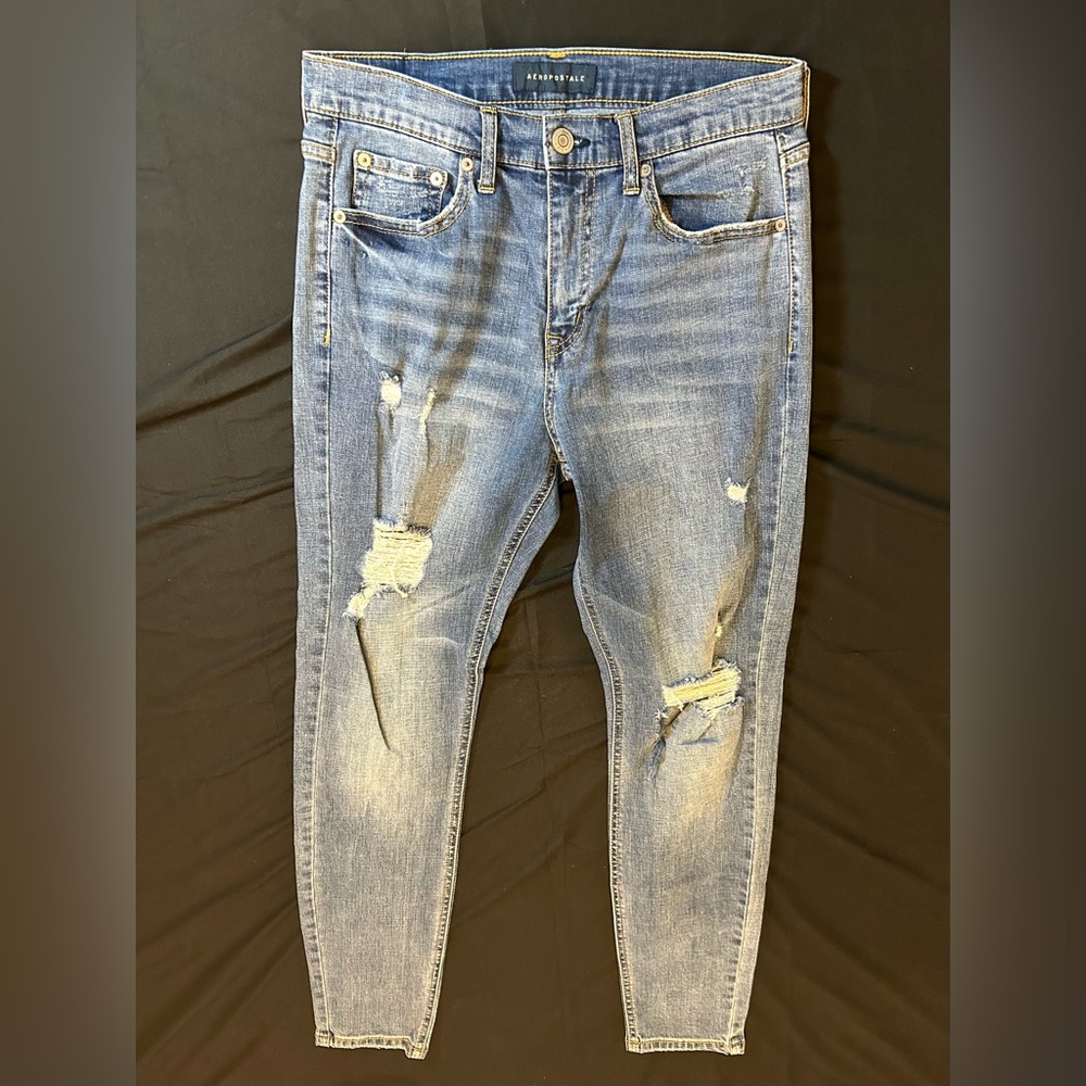 Aeropostale Women’s Light Blue Distressed Skinny Jeans